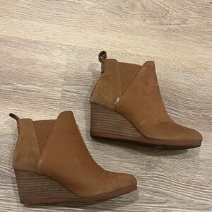 Toms Brown Wedge Ankle Boots